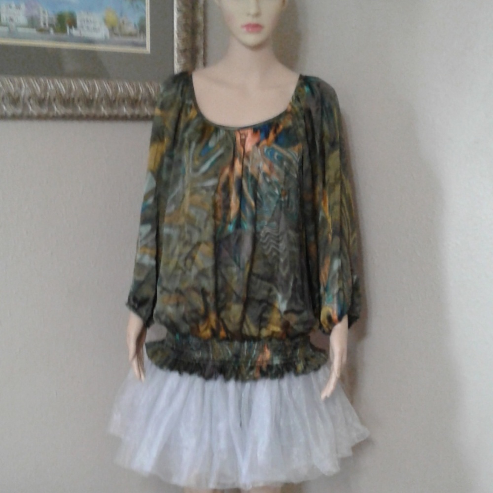 Cato Woman Beautiful Olive Peasant Size 18/20W